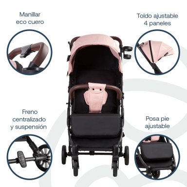 COCHE MALETA ULTRACOMPACTO PASEO MICRO SX ROSA BEBESIT - 11