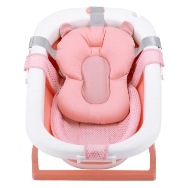 BAÑERA PLEGABLE BEBE CON COJIN ALMOHADA Y REDUCTOR ROSADA - 2