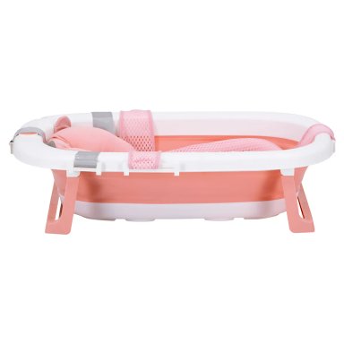 BAÑERA PLEGABLE BEBE CON COJIN ALMOHADA Y REDUCTOR ROSADA - 3