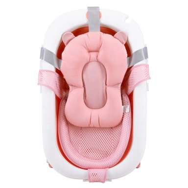 BAÑERA PLEGABLE BEBE CON COJIN ALMOHADA Y REDUCTOR ROSADA - 4