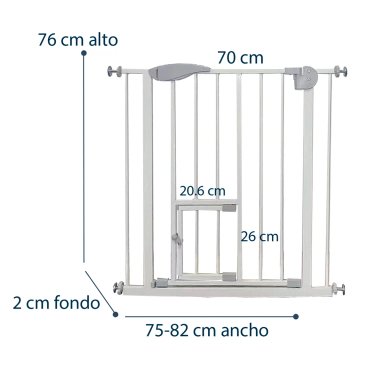 REJA DE SEGURIDAD BEBE PUERTA MASCOTA DOBLE SEGURO 75-82 CM - 2