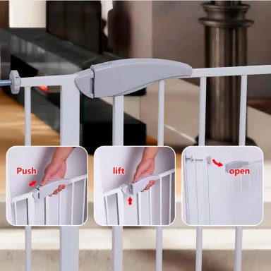 REJA DE SEGURIDAD BEBE PUERTA MASCOTA DOBLE SEGURO 75-82 CM - 8