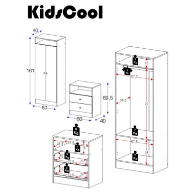 CLÓSET KIDSCOOL TOP BABY + CÓMODA BLANCO 2 PUERTAS - 4