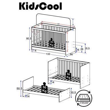 CUNA KIDSCOOL MP0527R.0002 BLANCO NEW 3 FUNCIONES /CAFÉ - 6