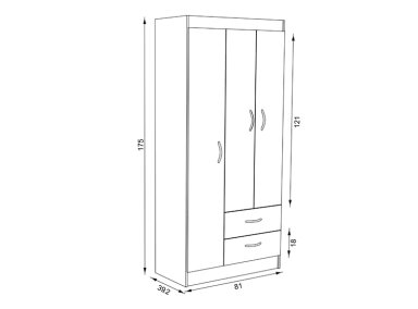 CLOSET STANFORD 3 PUERTAS 2 CAJONES NOGAL - 8