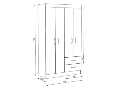 CLOSET STANFORD 4 PUERTAS 2 CAJONES NOGAL - 5