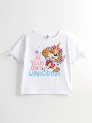 POLERA MANGA CORTA NIÑA PAW PATROL BLANCO SKYE - 1
