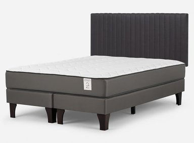 CAMA EUROPEA ROSEN NEW STYLE 2 PLUS 2 PLAZAS B/D + RESPALDO LUCIO GRIS - 2
