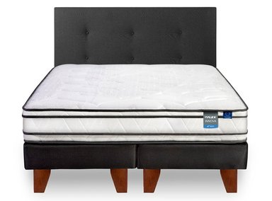 CAMA EUROPEA FLEX INNOVA 2 PLAZAS B/D + RESPALDO ROYAL NEGRO - 1