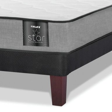 CAMA EUROPEA FLEX STAR 2 PLAZAS B/D + RESPALDO ROYAL + 2 VELADORES ROCK - 3