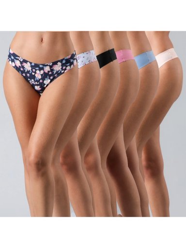 PACK 6 CALZONES COLALESS MICROFIBRA MUJER FLORES BONDED 25565 - 1