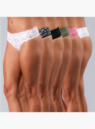 PACK 6 CALZONES CULOTTE ALGODÓN MUJER FLORES GRIS PRINT 25543 - 1