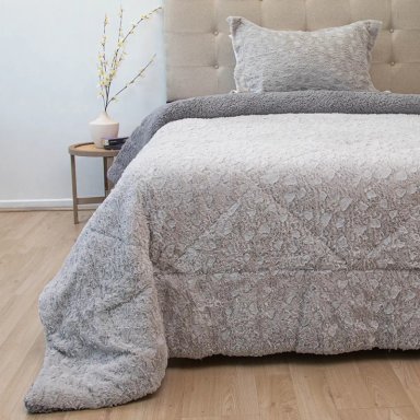 CUBRECAMA DORAL PLUSH SHERPA 1.5PL D1 GRIS - 1