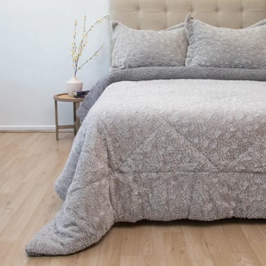 CUBRECAMA DORAL PLUSH SHERPA 2PL D1 GRIS - 1