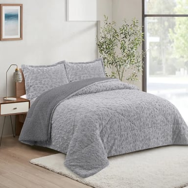 CUBRECAMA DORAL PLUSH SHERPA 2PL D1 GRIS - 4
