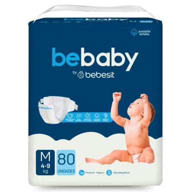 PAÑALES BEBESIT BABY PREMIUM M 80U HIPOALERGENICO - 1