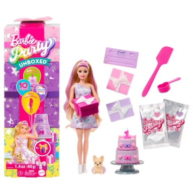 MUÑECA BARBIE PARTY UNBOXED FIESTA DE MASCOTAS SORPRESA - 1