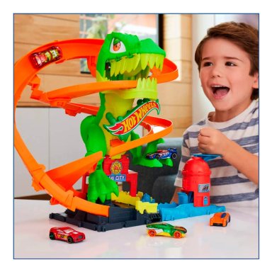 AUTOS DE JUGUETE HOT WHEELS CITY PISTA T-REX VS ESTACIÓN DE BOMBEROS - 2