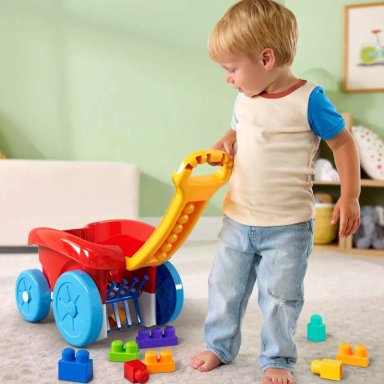 MEGA BLOKS VAGÓN RECOGE BLOQUES JUGUETE DE CONSTRUCCIÓN CON BLOQUES GRANDES, MANGO DE AGARRE FÁCIL Y ALMACENAMIENTO - 2