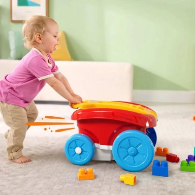MEGA BLOKS VAGÓN RECOGE BLOQUES JUGUETE DE CONSTRUCCIÓN CON BLOQUES GRANDES, MANGO DE AGARRE FÁCIL Y ALMACENAMIENTO - 3