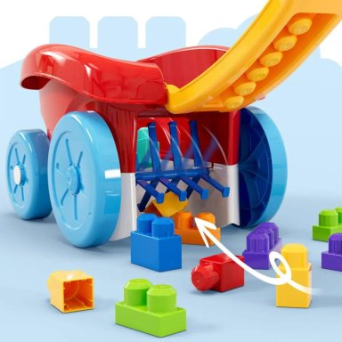 MEGA BLOKS VAGÓN RECOGE BLOQUES JUGUETE DE CONSTRUCCIÓN CON BLOQUES GRANDES, MANGO DE AGARRE FÁCIL Y ALMACENAMIENTO - 4