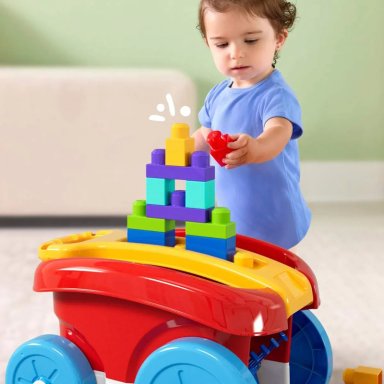 MEGA BLOKS VAGÓN RECOGE BLOQUES JUGUETE DE CONSTRUCCIÓN CON BLOQUES GRANDES, MANGO DE AGARRE FÁCIL Y ALMACENAMIENTO - 5