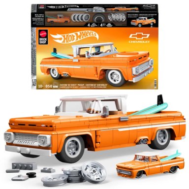 MATTEL BRICK SHOP HOT WHEELS, JUGUETE DE CONSTRUCCIÓN ELITE CUSTOM CHEVY '62 PICKUP, ESCALA 1:16 - 1