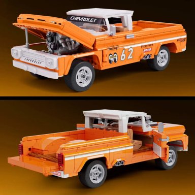 MATTEL BRICK SHOP HOT WHEELS, JUGUETE DE CONSTRUCCIÓN ELITE CUSTOM CHEVY '62 PICKUP, ESCALA 1:16 - 3