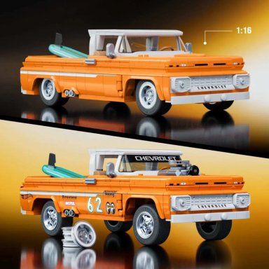 MATTEL BRICK SHOP HOT WHEELS, JUGUETE DE CONSTRUCCIÓN ELITE CUSTOM CHEVY '62 PICKUP, ESCALA 1:16 - 5