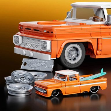 MATTEL BRICK SHOP HOT WHEELS, JUGUETE DE CONSTRUCCIÓN ELITE CUSTOM CHEVY '62 PICKUP, ESCALA 1:16 - 7
