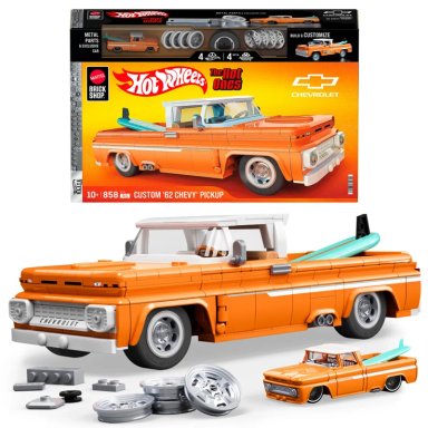 MATTEL BRICK SHOP HOT WHEELS, JUGUETE DE CONSTRUCCIÓN ELITE CUSTOM CHEVY '62 PICKUP, ESCALA 1:16 - 9