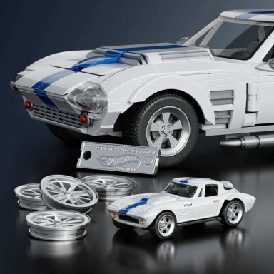 MATTEL BRICK SHOP HOT WHEELS JUGUETE DE CONSTRUCCIÓN ELITE '63 CORVETTE GRAND SPORT ESCALA 1:16 ARMABLE CON PERSONALIZACIÓN - 5