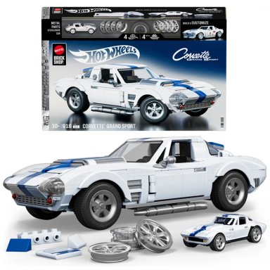 MATTEL BRICK SHOP HOT WHEELS JUGUETE DE CONSTRUCCIÓN ELITE '63 CORVETTE GRAND SPORT ESCALA 1:16 ARMABLE CON PERSONALIZACIÓN - 7