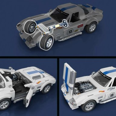 MATTEL BRICK SHOP HOT WHEELS JUGUETE DE CONSTRUCCIÓN ELITE '63 CORVETTE GRAND SPORT ESCALA 1:16 ARMABLE CON PERSONALIZACIÓN - 10