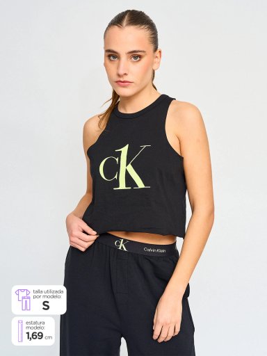 POLERA SIN MANGAS ALGODÓN MUJER CALVIN KLEIN NEGRO QS6884001 - 1