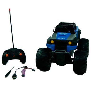 RADIO CONTROLADO MONSTER AZUL BIG WHEEL RECARGA - 1