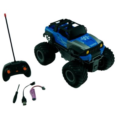 RADIO CONTROLADO MONSTER AZUL BIG WHEEL RECARGA - 4