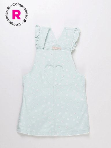 JARDINERA CORTA ALGODÓN NIÑA BABY HARVEST BOLSILLO CORAZÓN - 1