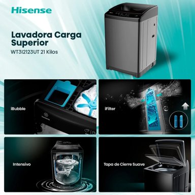 LAVADORA CARGA SUPERIOR HISENSE WT3I2123UT 21KG GRIS - 4