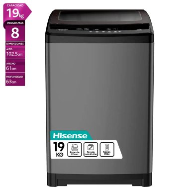 LAVADORA CARGA SUPERIOR HISENSE WT3W1923UT 19KG GRAFITO - 1