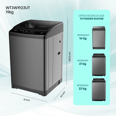 LAVADORA CARGA SUPERIOR HISENSE WT3W1923UT 19KG GRAFITO - 3