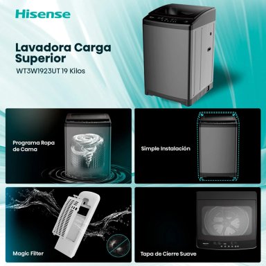 LAVADORA CARGA SUPERIOR HISENSE WT3W1923UT 19KG GRAFITO - 4
