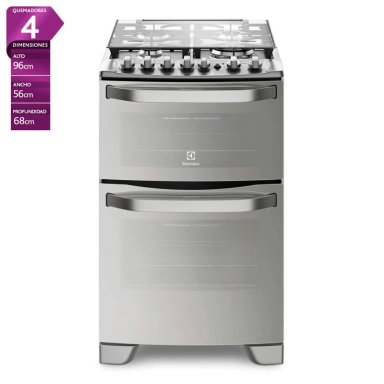COCINA A GAS ELECTROLUX 56DXA 4 PLATOS GRILL DOBLE HORNO GRIS - 1
