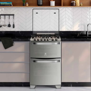 COCINA A GAS ELECTROLUX 56DXA 4 PLATOS GRILL DOBLE HORNO GRIS - 5