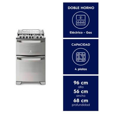 COCINA A GAS ELECTROLUX 56DXA 4 PLATOS GRILL DOBLE HORNO GRIS - 7