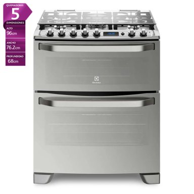 COCINA A GAS ELECTROLUX 76DXA 5 PLATOS GRILL DOBLE HORNO GRIS - 1
