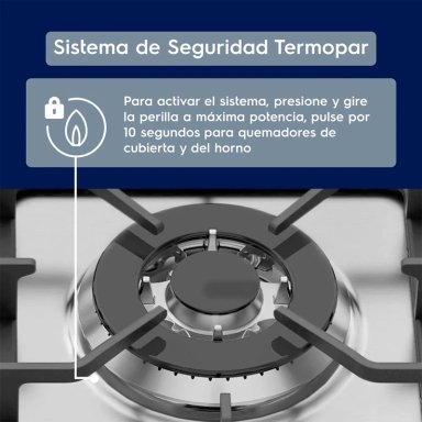 COCINA A GAS ELECTROLUX 76DXA 5 PLATOS GRILL DOBLE HORNO GRIS - 6
