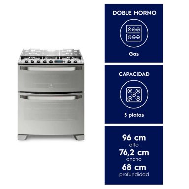 COCINA A GAS ELECTROLUX 76DXA 5 PLATOS GRILL DOBLE HORNO GRIS - 7