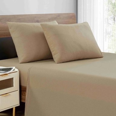 JUEGO DE SÁBANAS ANDES 2 PLAZAS POLAR BEIGE LISO - 1