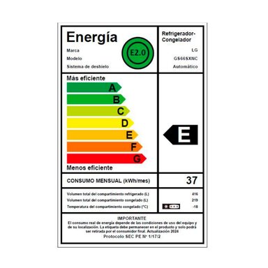REFRIGERADOR SIDE BY SIDE LG GS66SXNC 635L NO FROST PLATA - 15